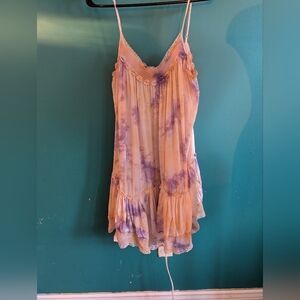 Anthropologie Tie Dye Lace Slip Dress Size Large boho beach resort wear